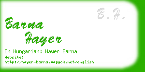 barna hayer business card